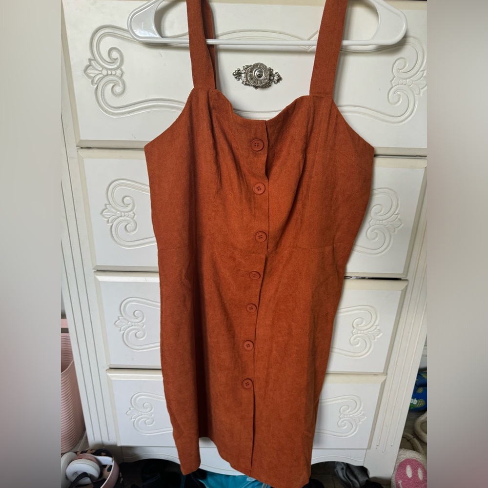 NEVER WORN button dark orange dress perfect condition